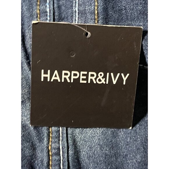 Harper & Ivy Womens Dark Wash Bootcut Jeans Cross Embellished Pockets Size 17JR - Picture 6 of 10